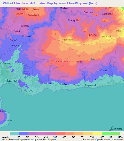 Wilfrid,Haiti Elevation Map