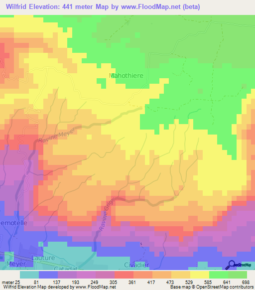 Wilfrid,Haiti Elevation Map