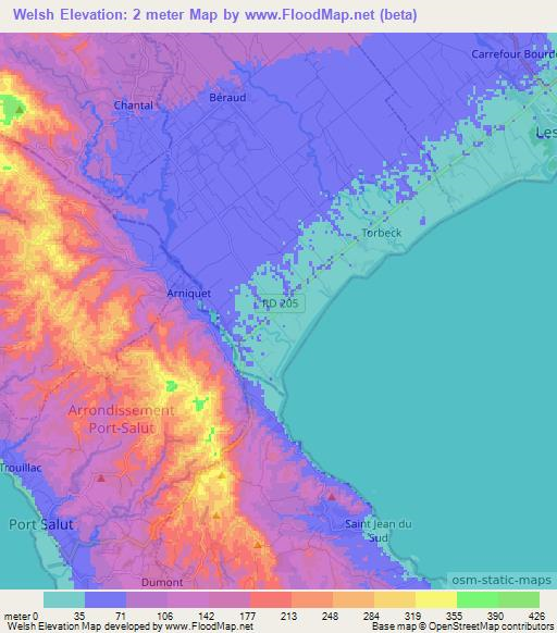 Welsh,Haiti Elevation Map