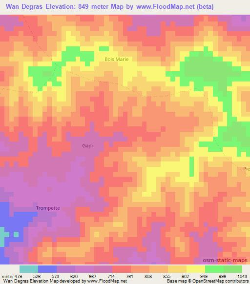 Wan Degras,Haiti Elevation Map