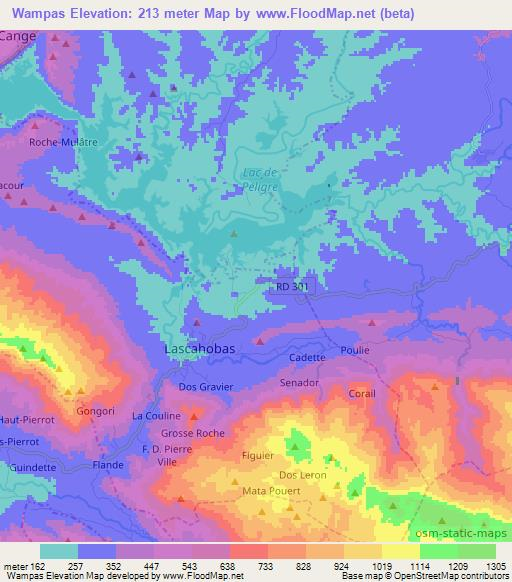 Wampas,Haiti Elevation Map