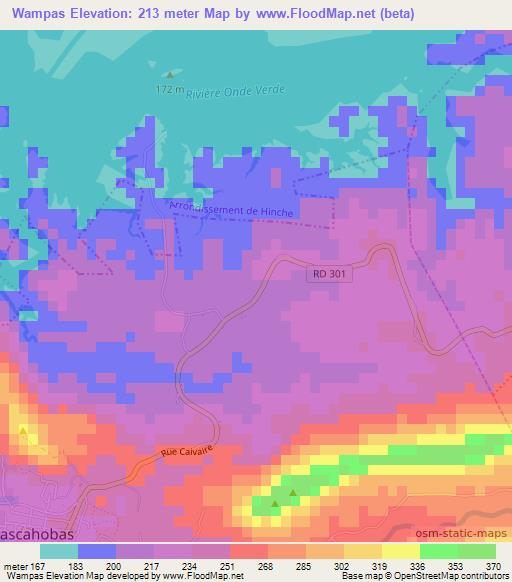 Wampas,Haiti Elevation Map