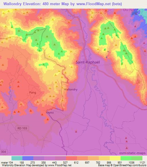 Wallondry,Haiti Elevation Map