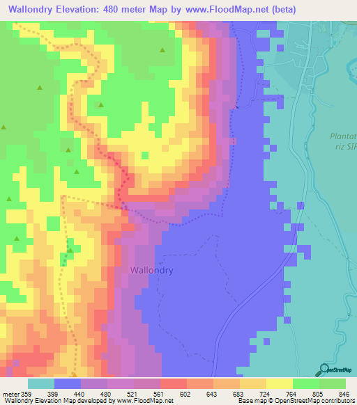 Wallondry,Haiti Elevation Map