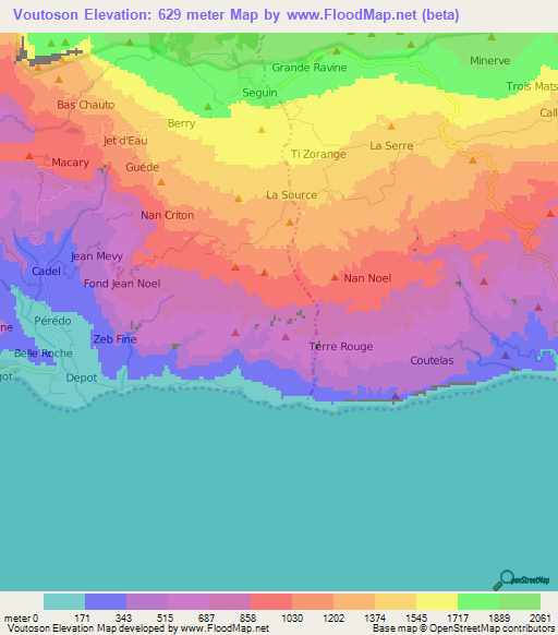 Voutoson,Haiti Elevation Map