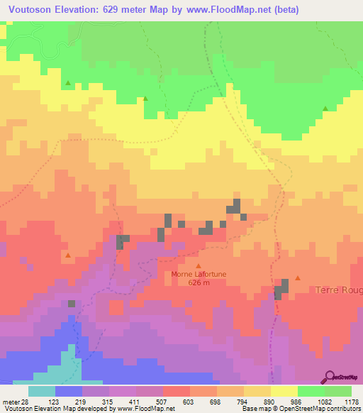 Voutoson,Haiti Elevation Map