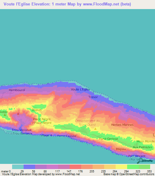 Voute l'Eglise,Haiti Elevation Map