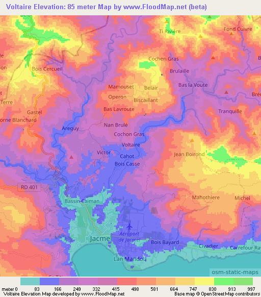 Voltaire,Haiti Elevation Map