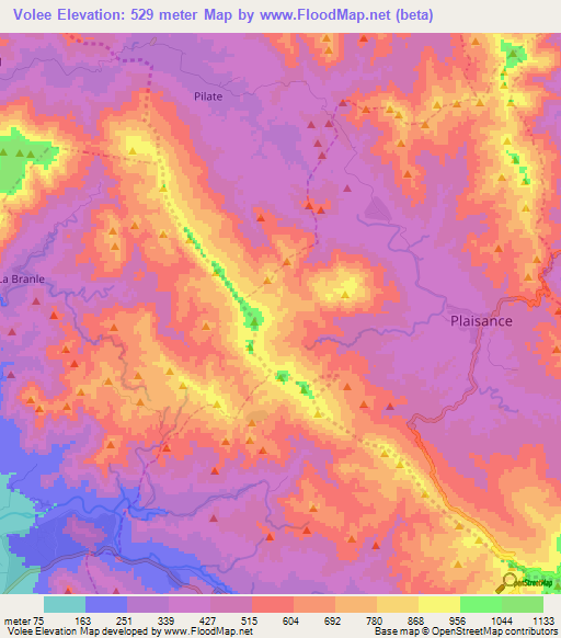 Volee,Haiti Elevation Map