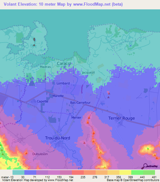 Volant,Haiti Elevation Map