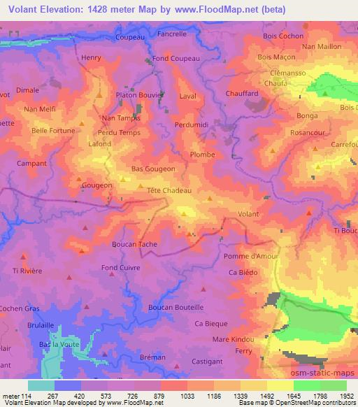 Volant,Haiti Elevation Map