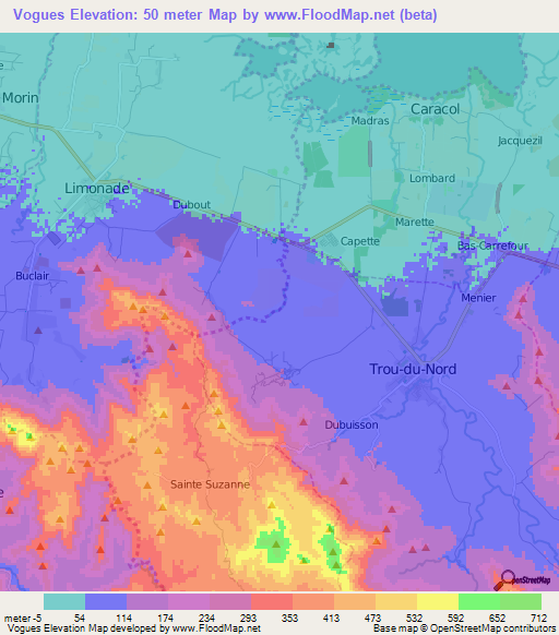 Vogues,Haiti Elevation Map