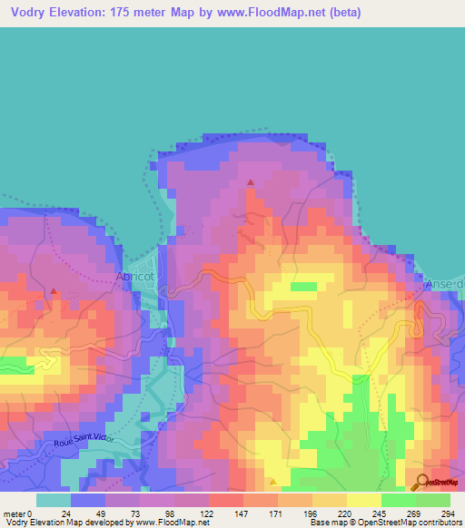 Vodry,Haiti Elevation Map