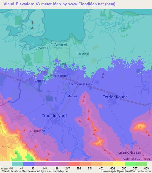 Vlaud,Haiti Elevation Map