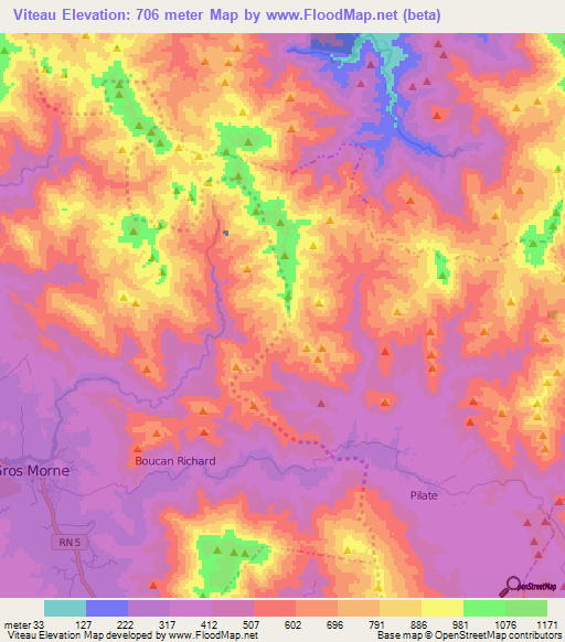 Viteau,Haiti Elevation Map