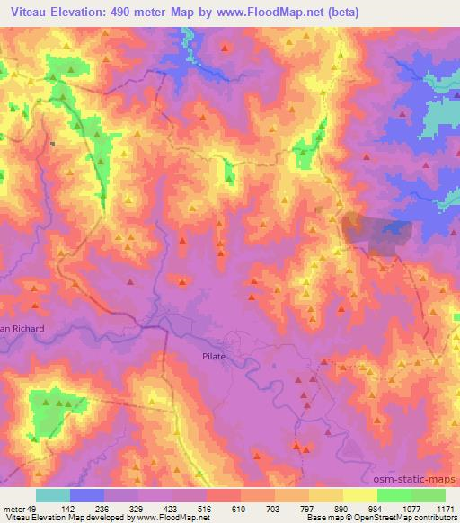 Viteau,Haiti Elevation Map