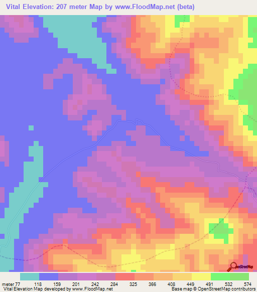 Vital,Haiti Elevation Map