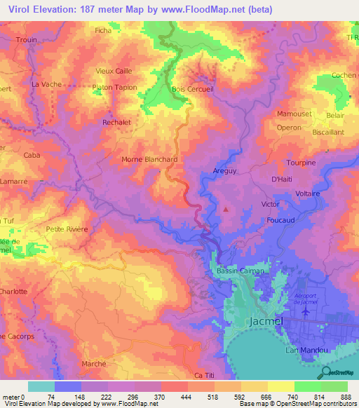 Virol,Haiti Elevation Map