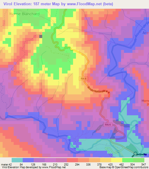 Virol,Haiti Elevation Map