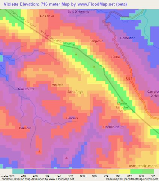 Violette,Haiti Elevation Map