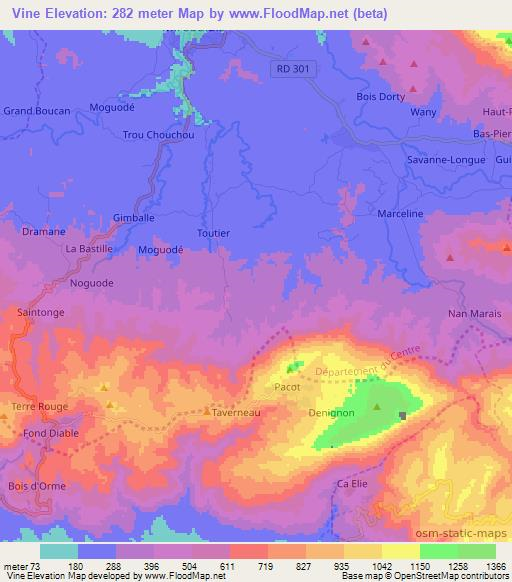 Vine,Haiti Elevation Map