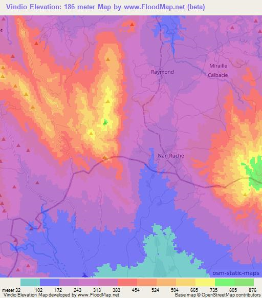 Vindio,Haiti Elevation Map