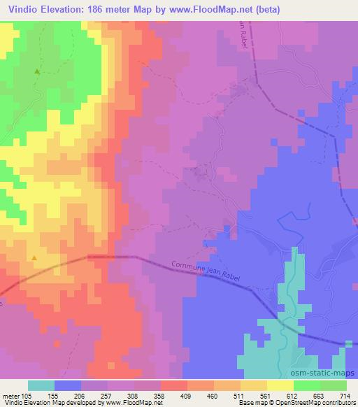 Vindio,Haiti Elevation Map