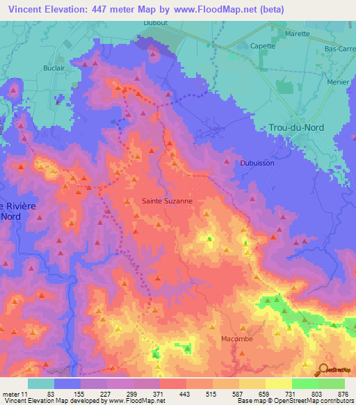 Vincent,Haiti Elevation Map