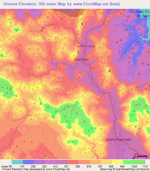 Vincent,Haiti Elevation Map