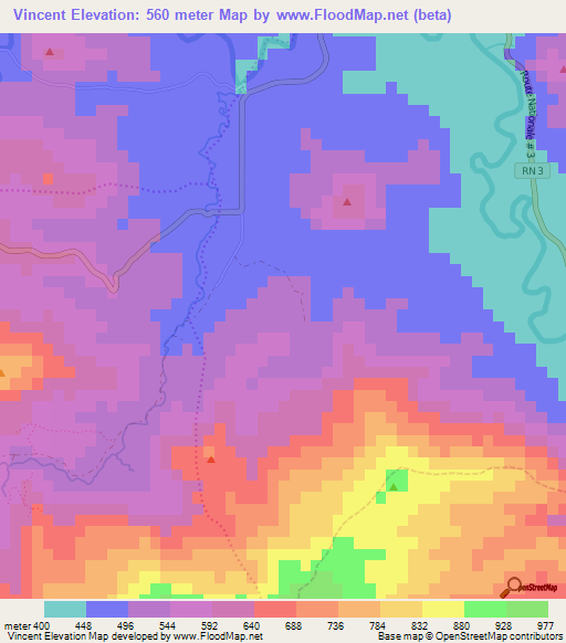 Vincent,Haiti Elevation Map