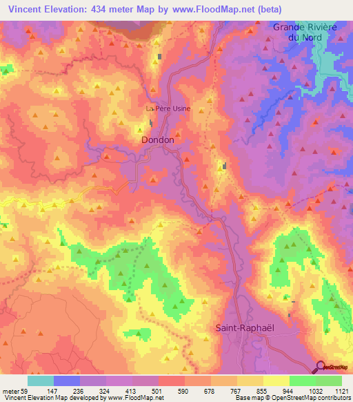 Vincent,Haiti Elevation Map