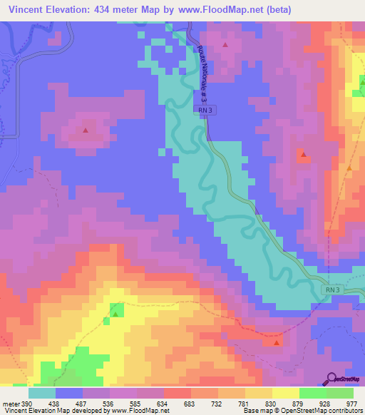 Vincent,Haiti Elevation Map