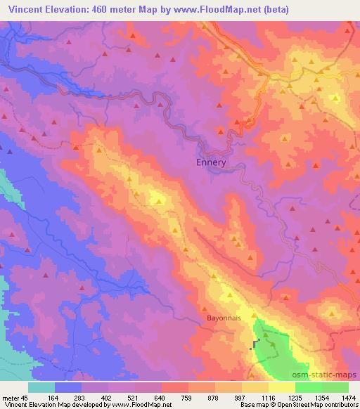 Vincent,Haiti Elevation Map