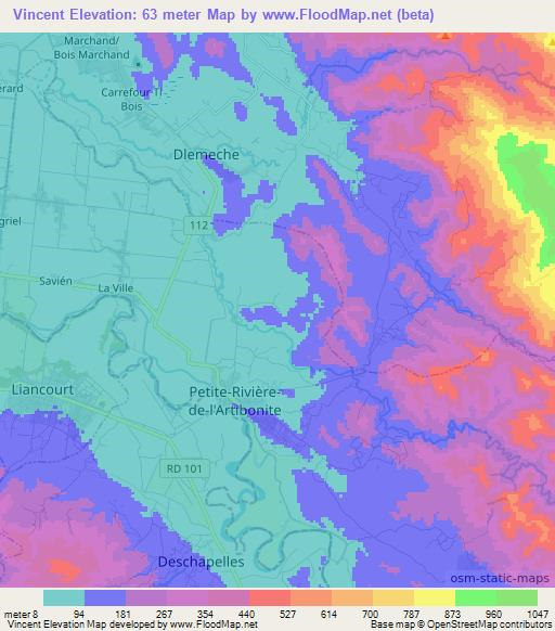 Vincent,Haiti Elevation Map