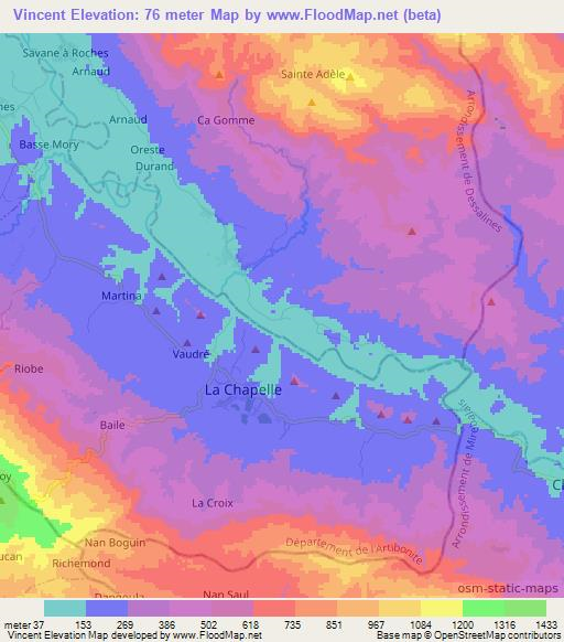 Vincent,Haiti Elevation Map