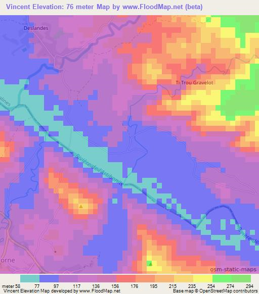 Vincent,Haiti Elevation Map