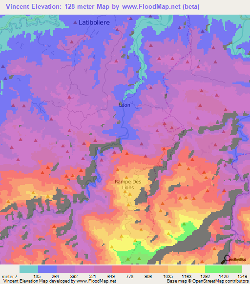 Vincent,Haiti Elevation Map