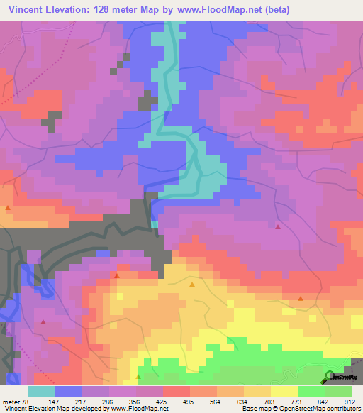 Vincent,Haiti Elevation Map