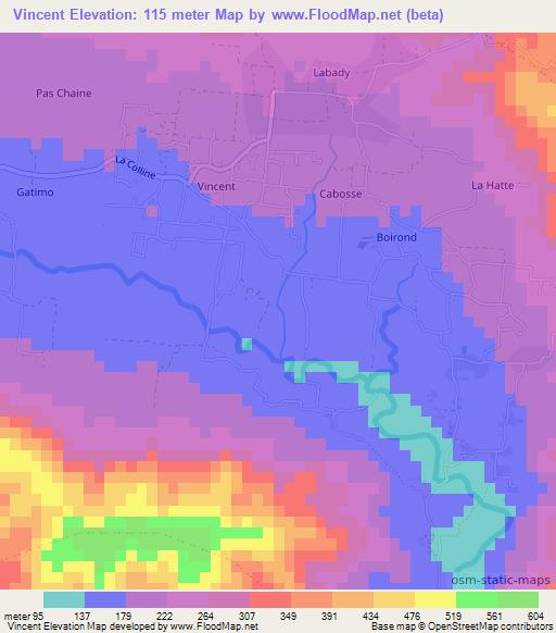 Vincent,Haiti Elevation Map