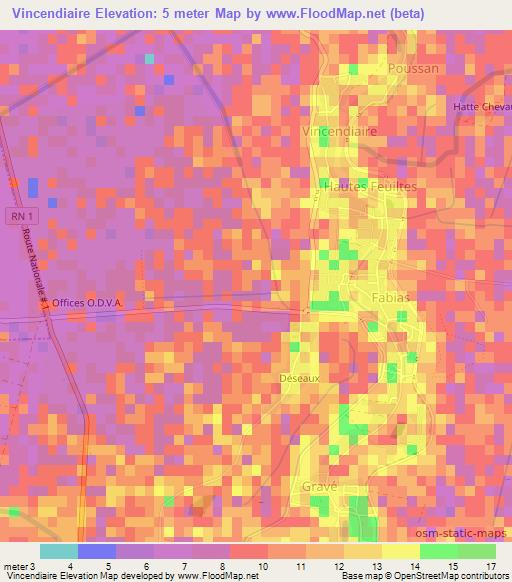 Vincendiaire,Haiti Elevation Map