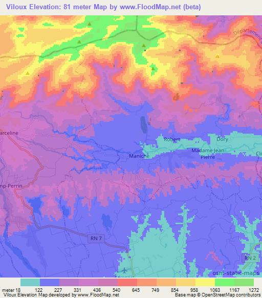 Viloux,Haiti Elevation Map