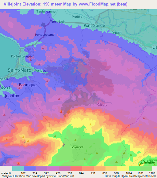 Villejoint,Haiti Elevation Map