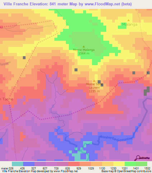 Ville Franche,Haiti Elevation Map