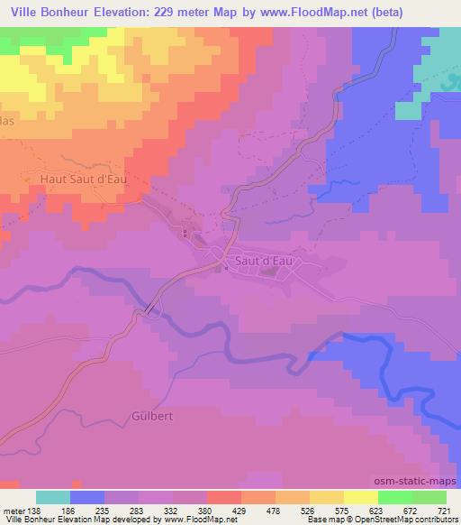 Ville Bonheur,Haiti Elevation Map