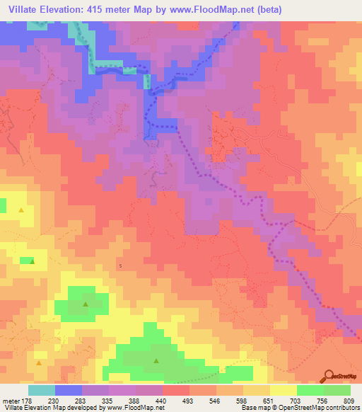 Villate,Haiti Elevation Map