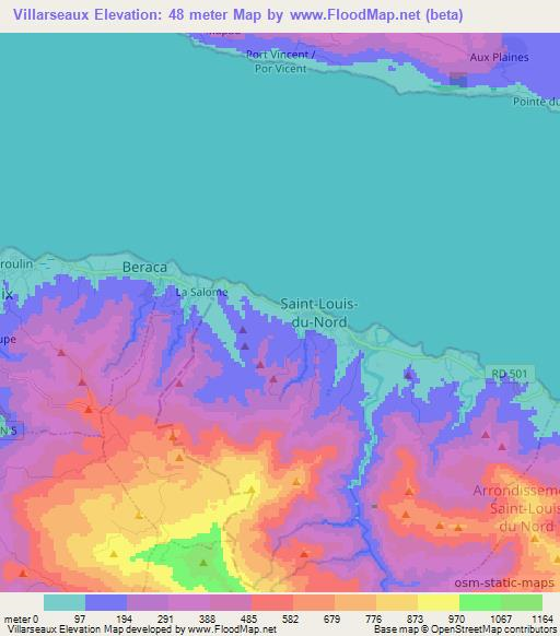 Villarseaux,Haiti Elevation Map