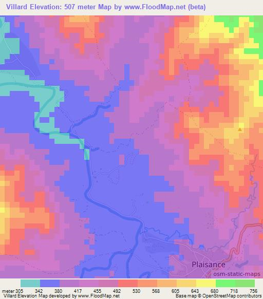 Villard,Haiti Elevation Map