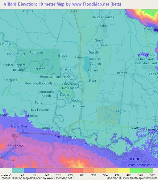 Villard,Haiti Elevation Map