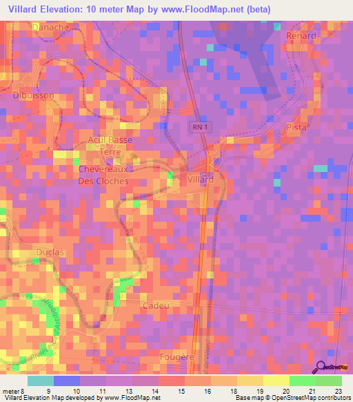 Villard,Haiti Elevation Map