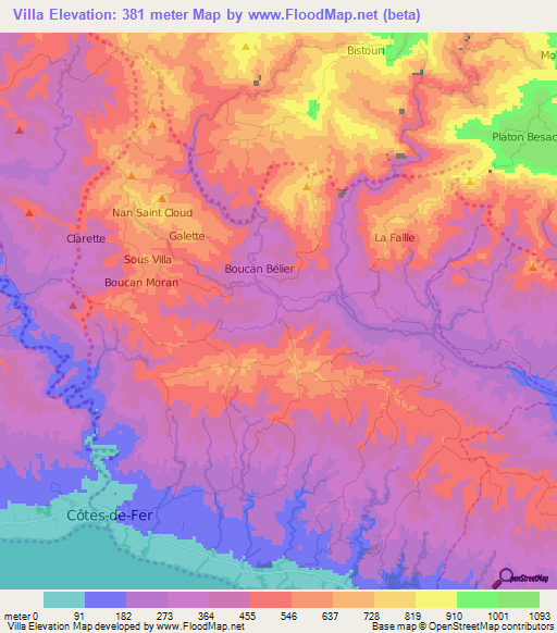 Villa,Haiti Elevation Map